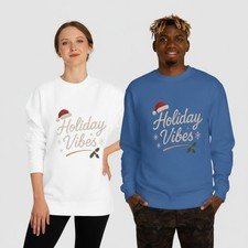 Holiday Vibes Sweatshirt, Christmas Jumper, Festive Sweater, Winter Pullover,
