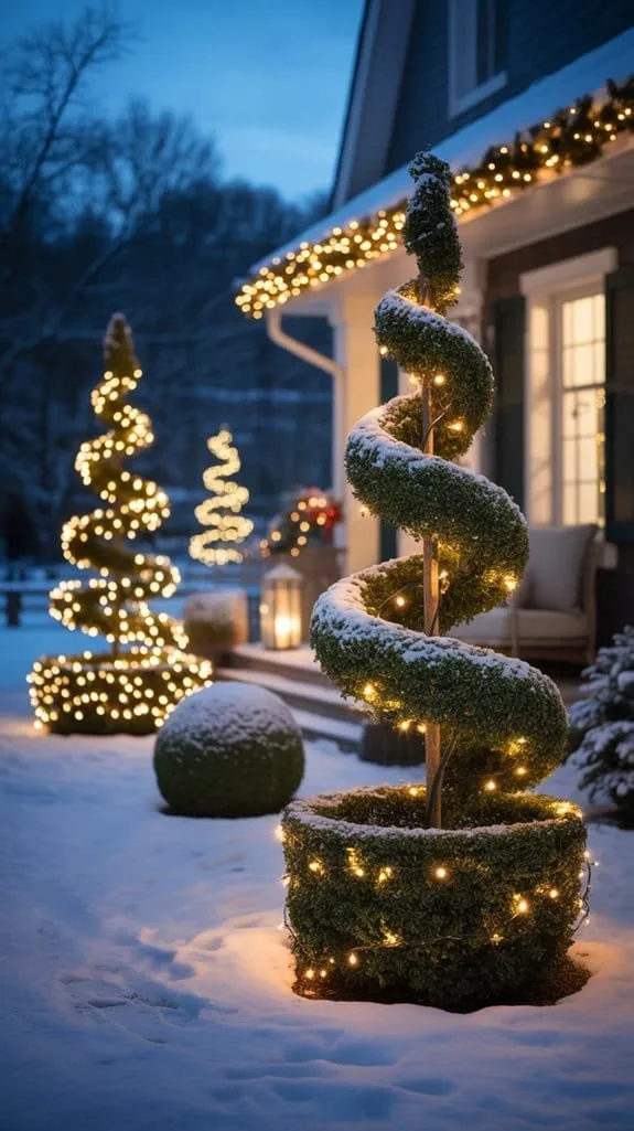 illuminated evergreen topiary maintenance