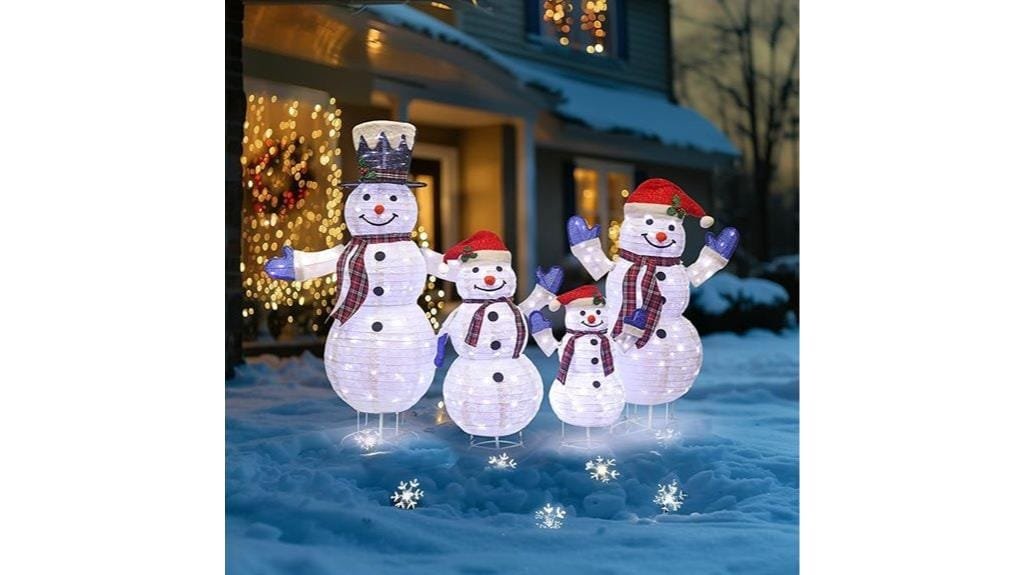 illuminated snowman family decor