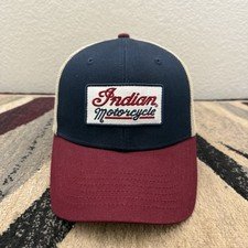 Indian Motorcycle Hat Cap SnapBack Blue Red Mesh Trucker Embroidered Patch