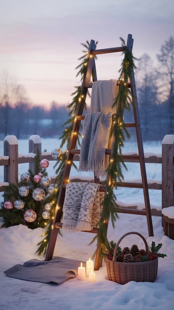 ladder displays with blankets