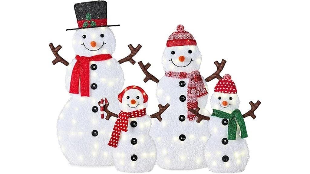 lighted christmas snowman family