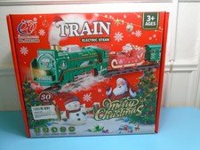 MERRY CHRISTMAS ELECTRIC STEAM TRAIN SET NIB (XML412)