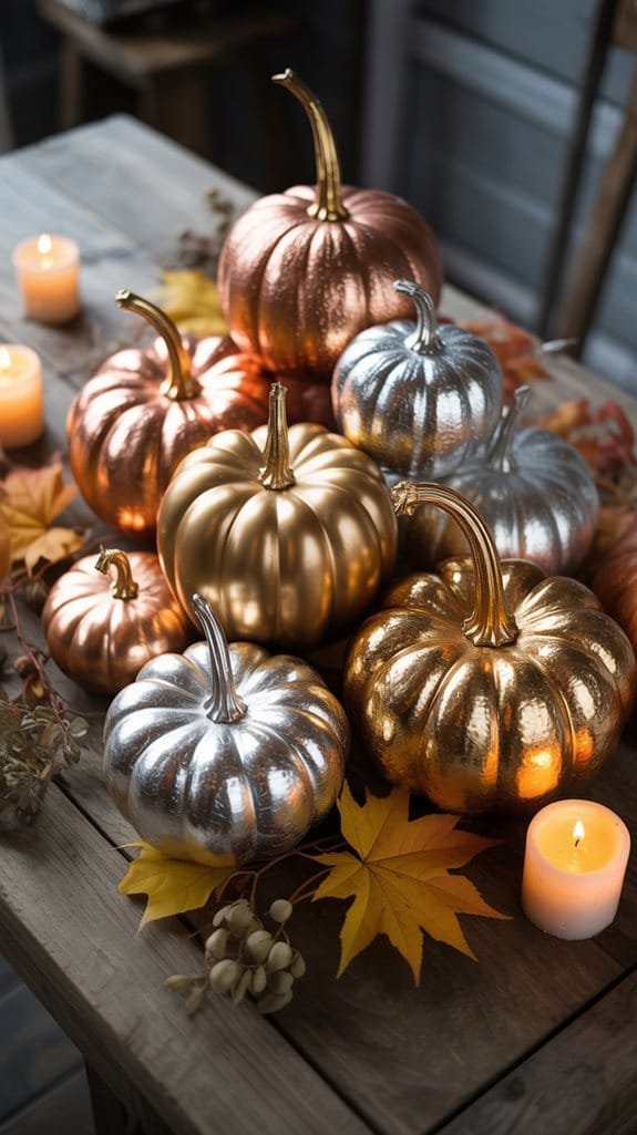 metallic pumpkin table decor