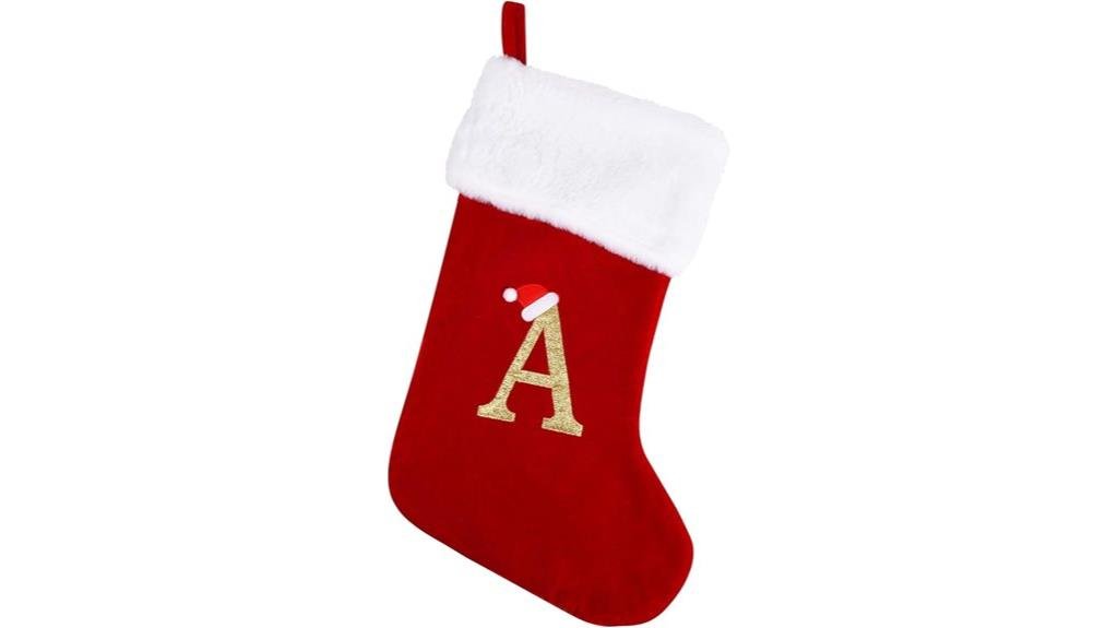 monogrammed red velvet stocking