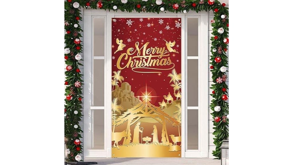 nativity themed holiday door decor