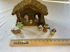 nativity set porcelain vintage With Wood Stable Small 10 Piece Set Christmas