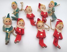 PIxie Elf Christmas Ornaments Pipe Cleaner Tie Ons Japan Vintage (8)