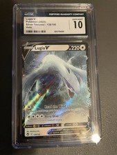Pokémon Lugia v TCG 138/195 Sword & Shield Silver Tempest Cgc Gem Mint 10