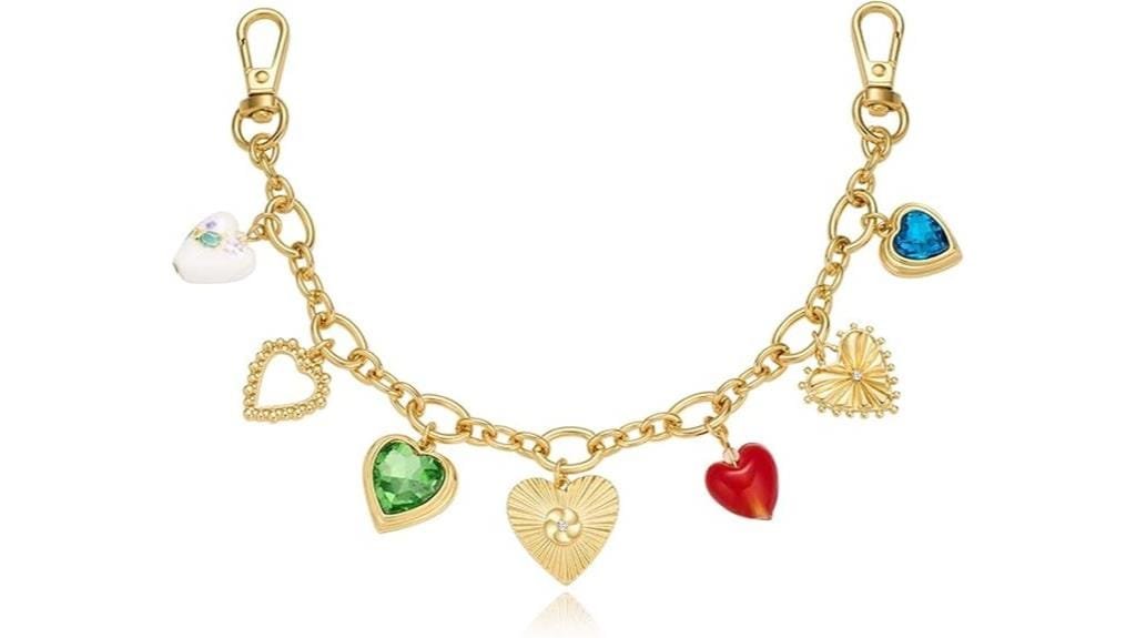 red rhinestone heart keychain