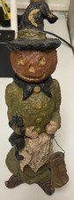 Resin Bethany Lowe Halloween Jack O Lantern Witch, Cat As Is Has Been Repaired