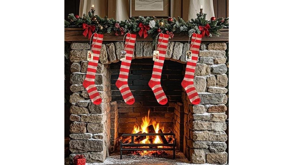 rustic red white stockings