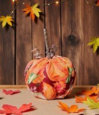 Rustic Harvest Fabric Pumpkin Decoration, Fall Home Decor, Autumn Table Decor