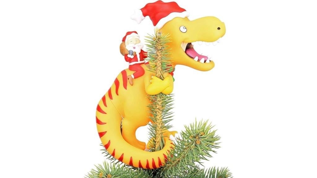 santa t rex christmas topper