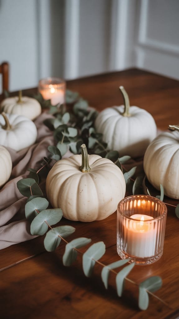sophisticated white pumpkin decor
