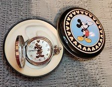Vintage 1995 Disney Mickey Unlimited Verichron Mickey Mouse Pocket Watch w/case