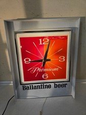 Vintage Ballantine Beer Premium Lighted Wall Clock 1967 Tested Read 15" X 12"