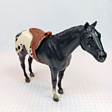 Vintage Breyer Molding co Toy Horse Spotted White And Black With Saddle