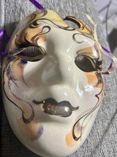 Vintage Ceramic Decorative Face Mask Wall Art, 5.5 Inch