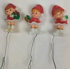 Vintage Christmas Pixie Stem Wire Floral Wreath Picks Ornaments Wreath Bell EUC