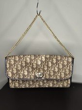 Vintage Dior Trotter Canvas Gold Chain Shoulder Bag Brown