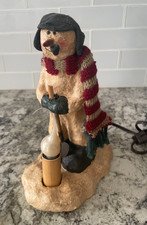 Vintage Folk Art Primitive Snowman Holding Shovel Night Light Lamp 8" Tall