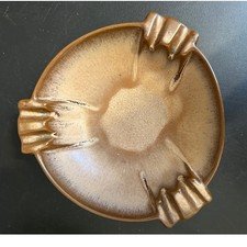 Vintage Frankoma Pottery Ashtray Brown Glazed Ceramic Retro Mid Century Modern