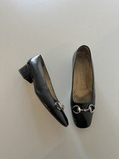 Vintage Gucci 90s Leather Block Heel Horsebit Heels Black 38.5C 38.5