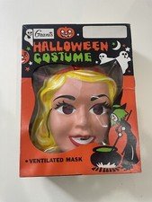 Vintage Halloween Costume lot 2 Dresses, 2 Masks And A Grants Vintage Box