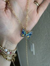 Vintage Repurposed Gucci Butterfly Necklace Gold Tone