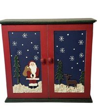 Vintage Wooden Christmas Advent Calendar with Santa Claus Reindeer Holiday Decor