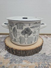 VTG. Kaj Franck Finel Arabia Mushroom Enamel Pot w/Lid & handles made in Finland