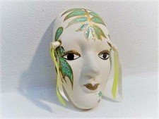 Wall Mask Wall Hanging with glitter Hand painted Porcelain #9