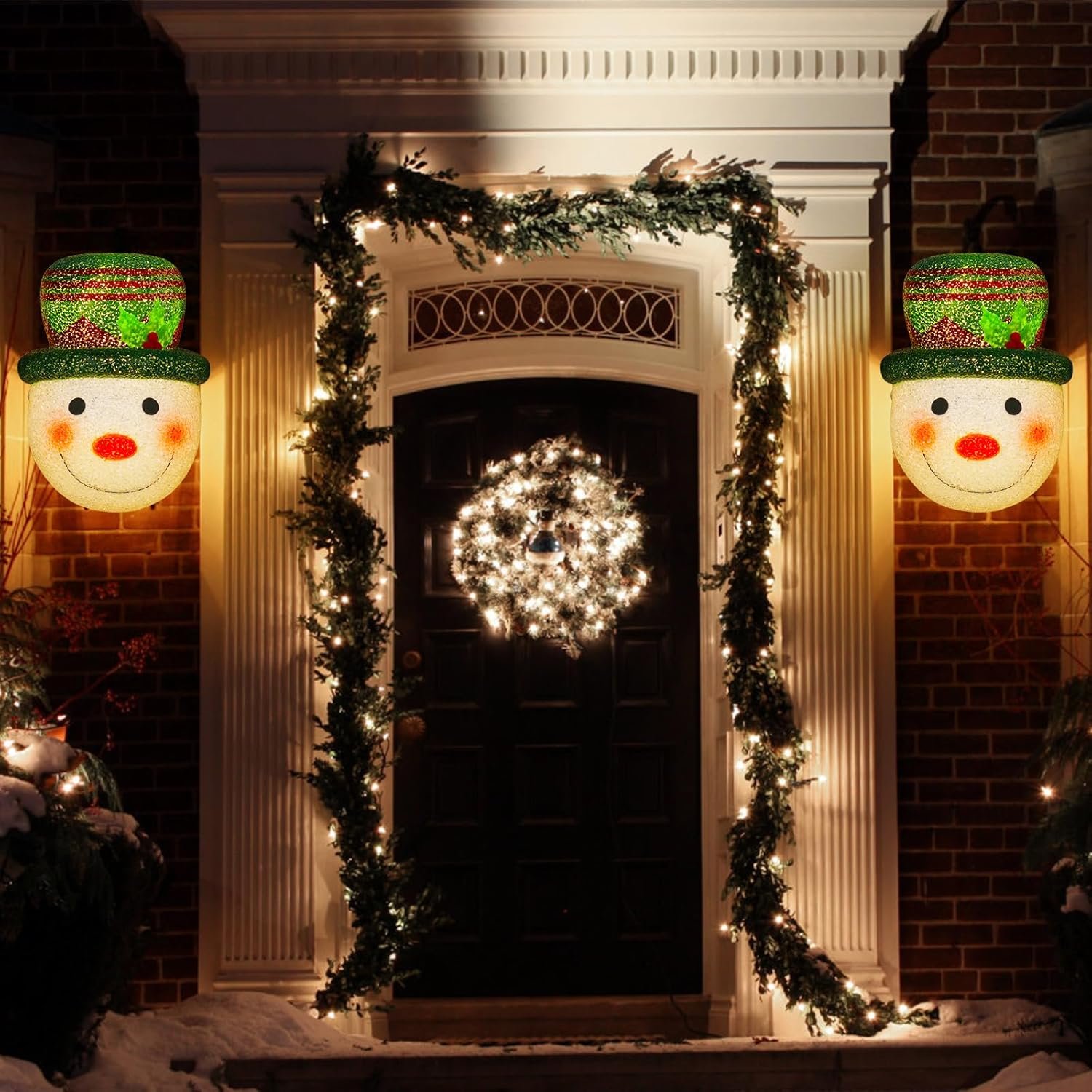 2 Pack Christmas Snowman Porch Light Covers