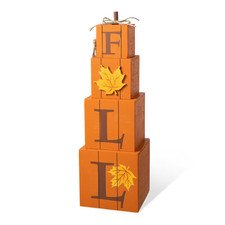 25.5 In. H Halloween and Fall Wood Reversible Boxed Porch Decor