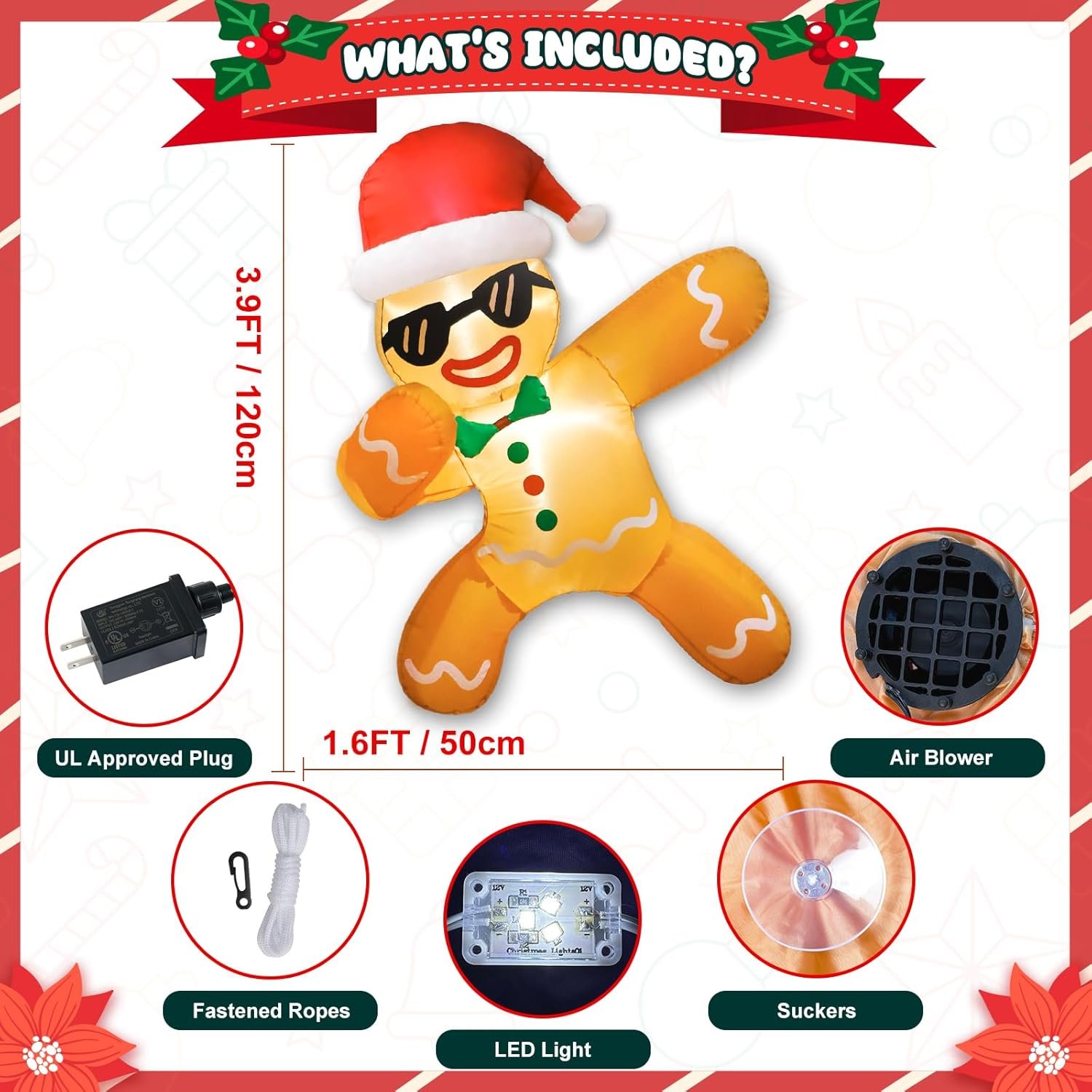 3.5 FT Gingerbread Man Inflatable Christmas Decoration