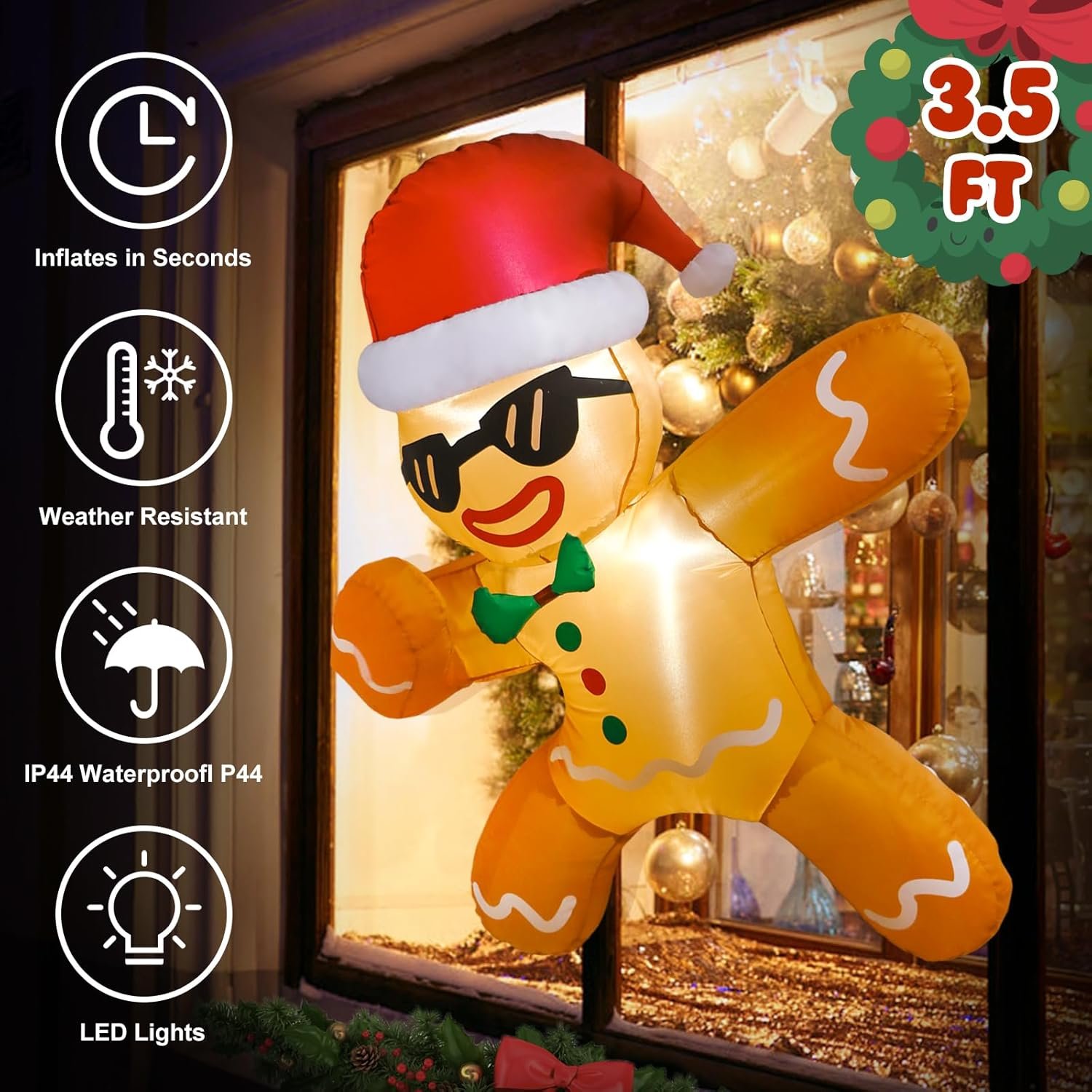 3.5 FT Gingerbread Man Inflatable Christmas Decoration
