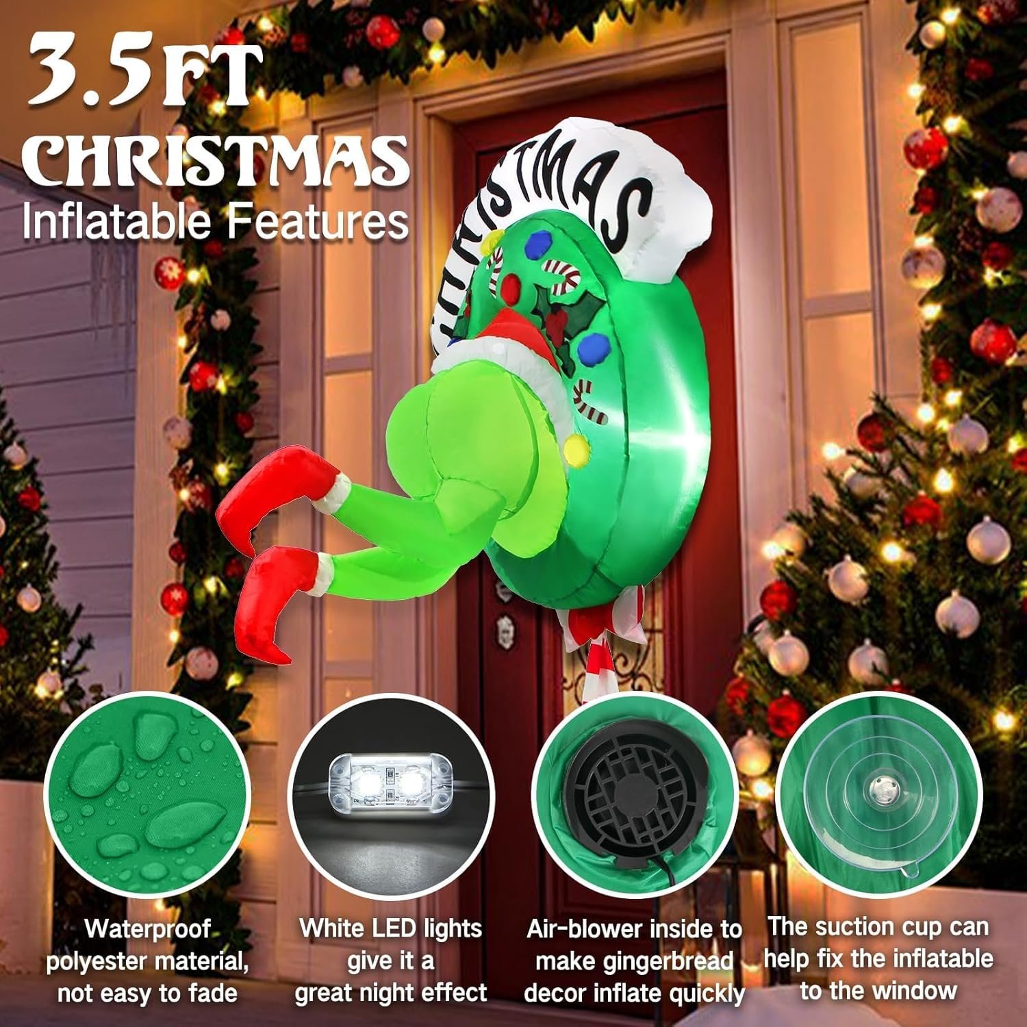 3.5FT Inflatable Santa Christmas Yard Decor