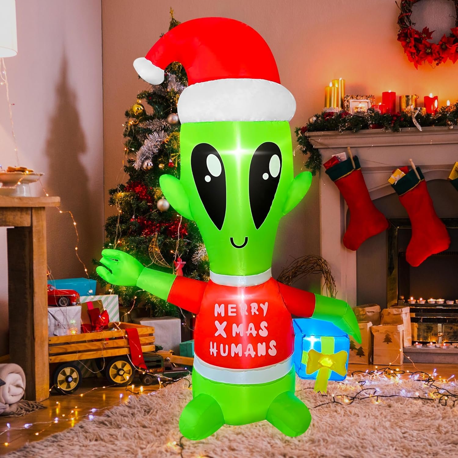4 FT LED Alien Christmas Inflatable Decoration