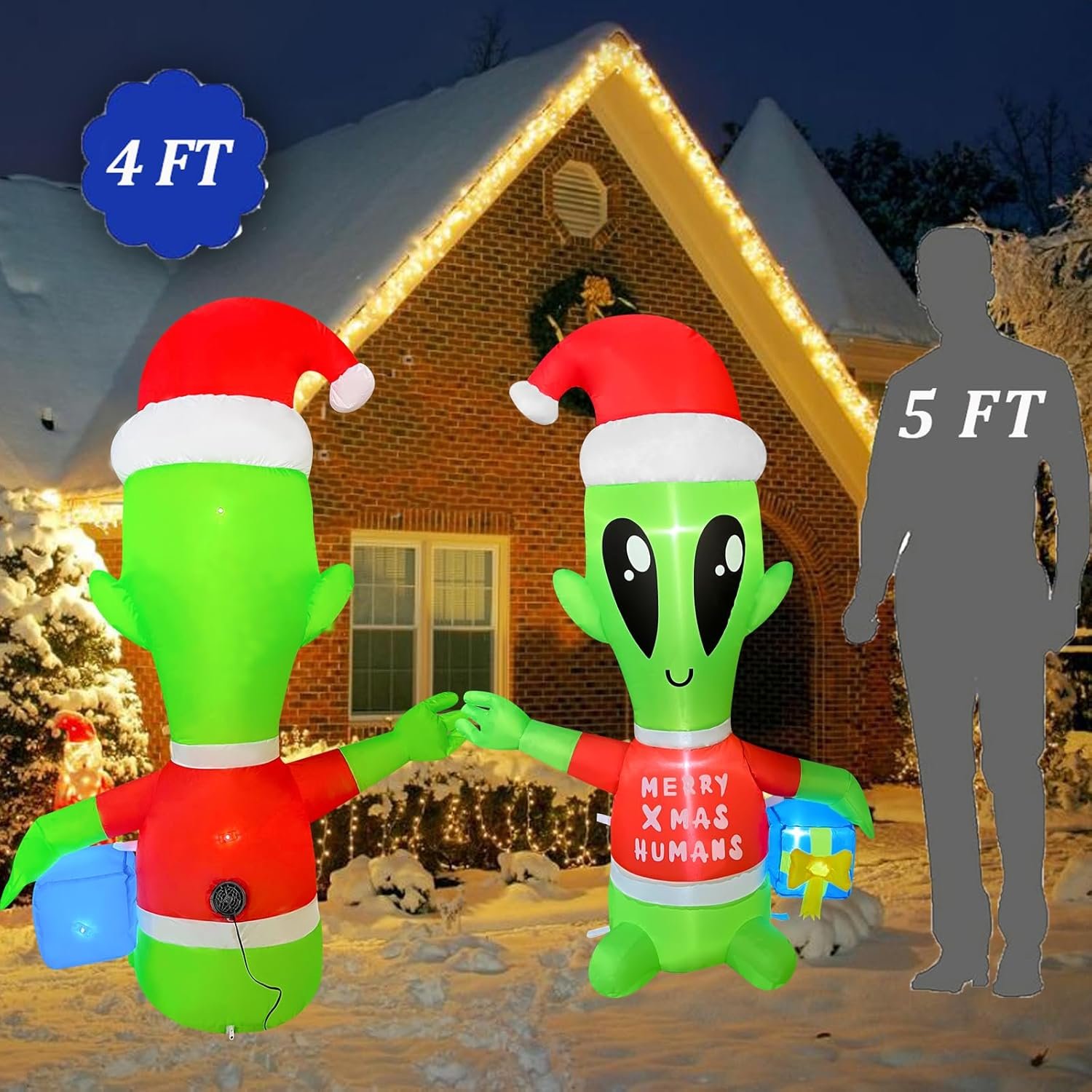 4 FT LED Alien Christmas Inflatable Decoration