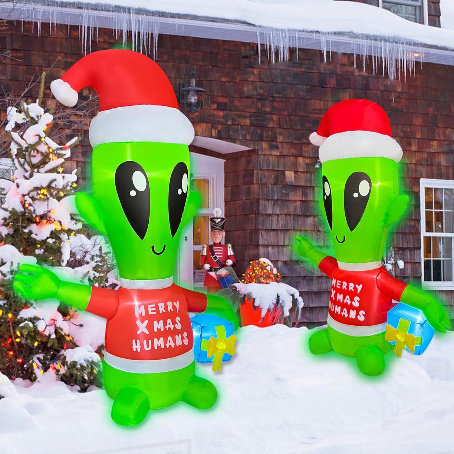 4 FT LED Alien Christmas Inflatable Decoration