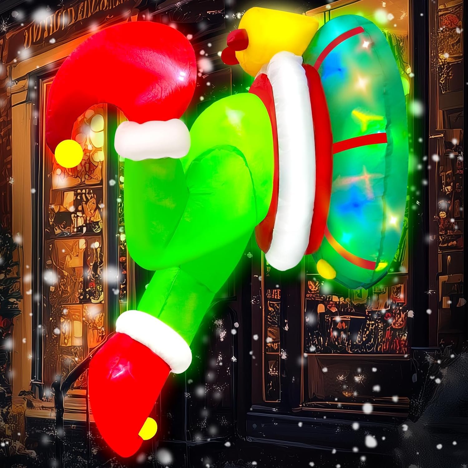 4FT Christmas Inflatable Grinch Wreath Decoration