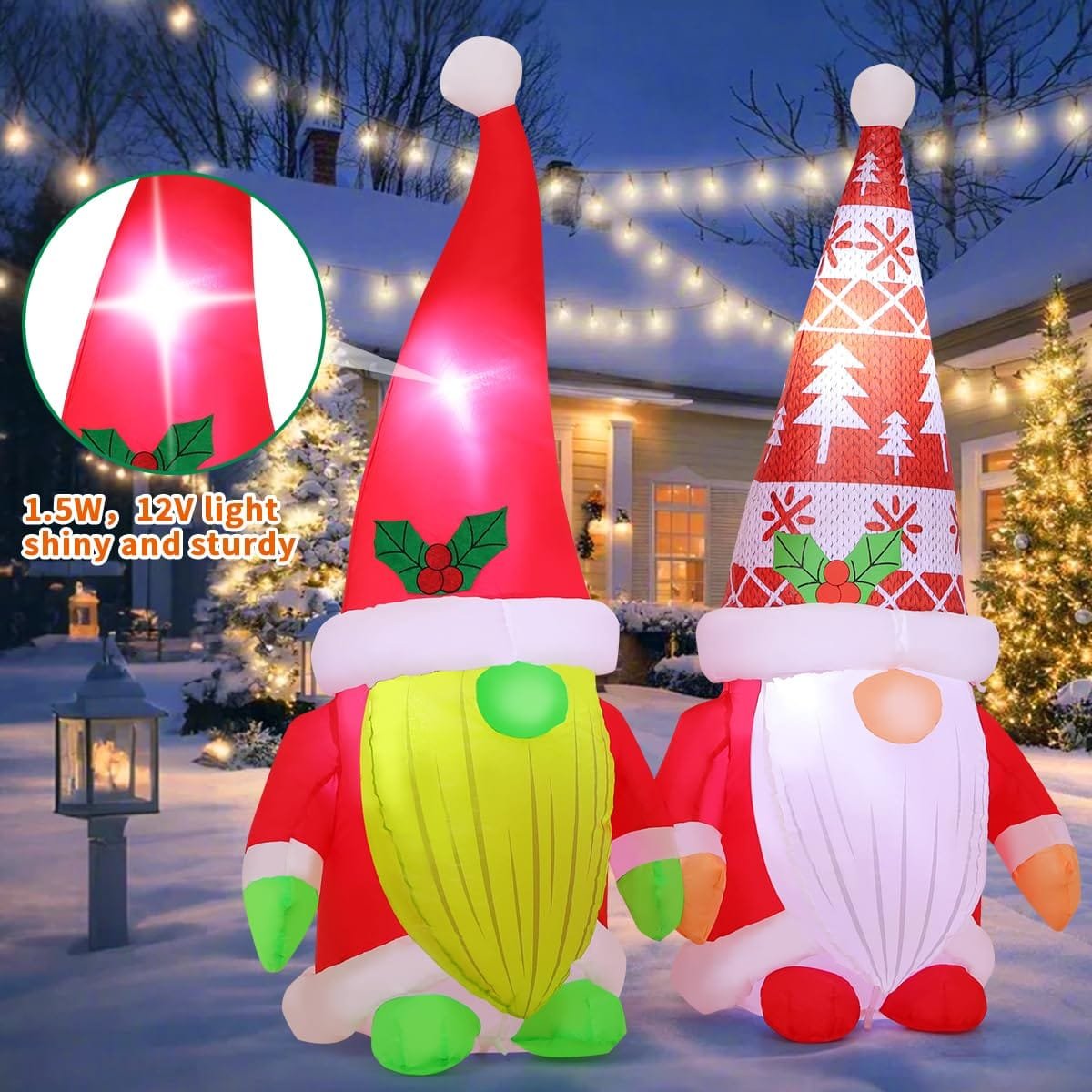 5.2 FT LED Christmas Gnome Inflatable Decoration