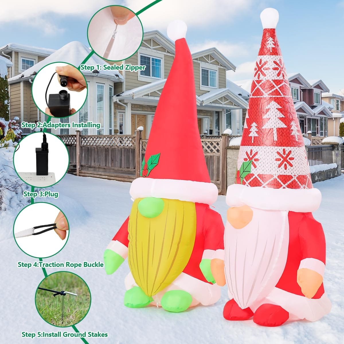 5.2 FT LED Christmas Gnome Inflatable Decoration