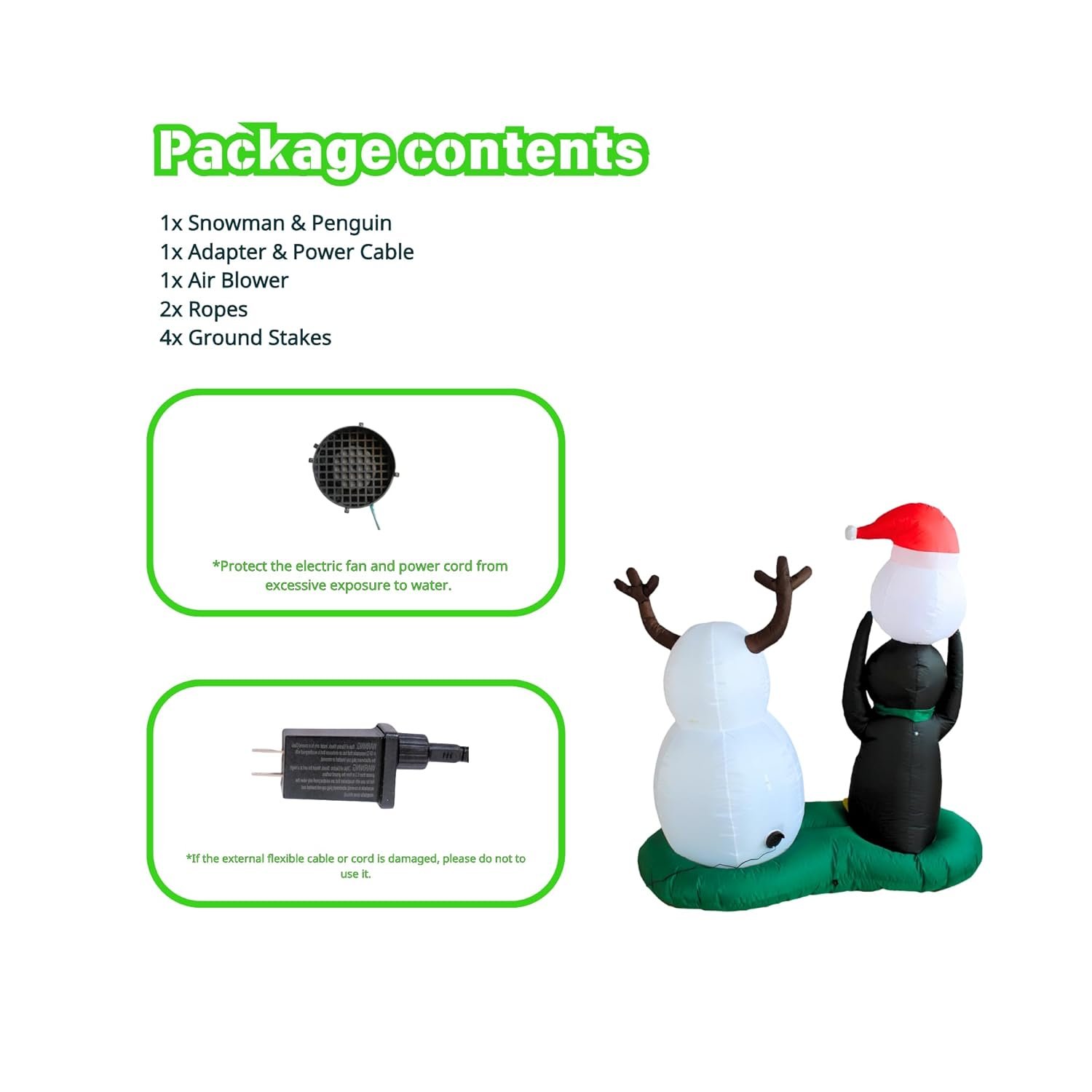 5FT Inflatable Snowman & Penguin Yard Decor