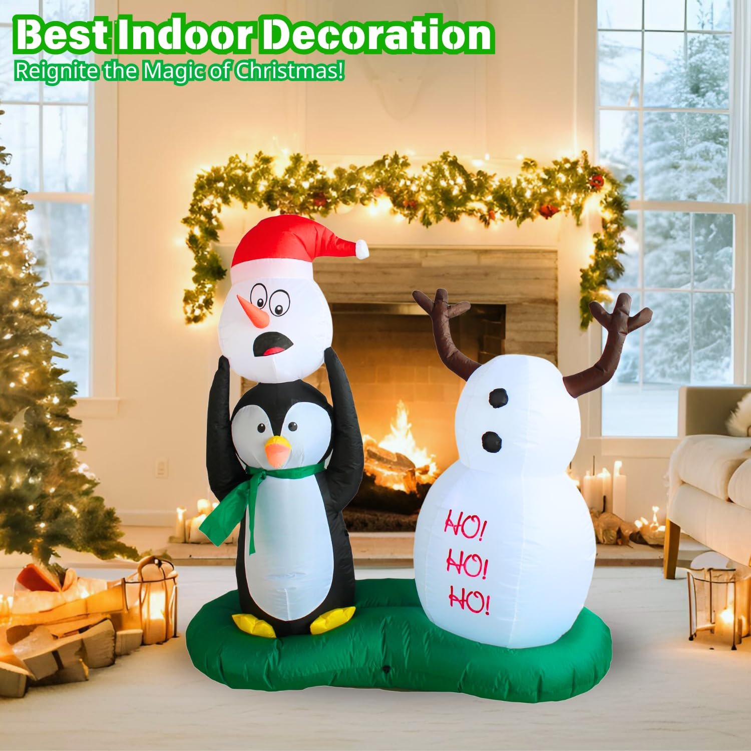 5FT Inflatable Snowman & Penguin Yard Decor