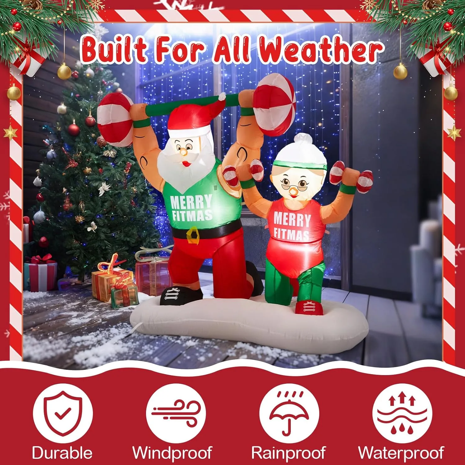 6ft Inflatable Santa and Mrs. Claus Decor