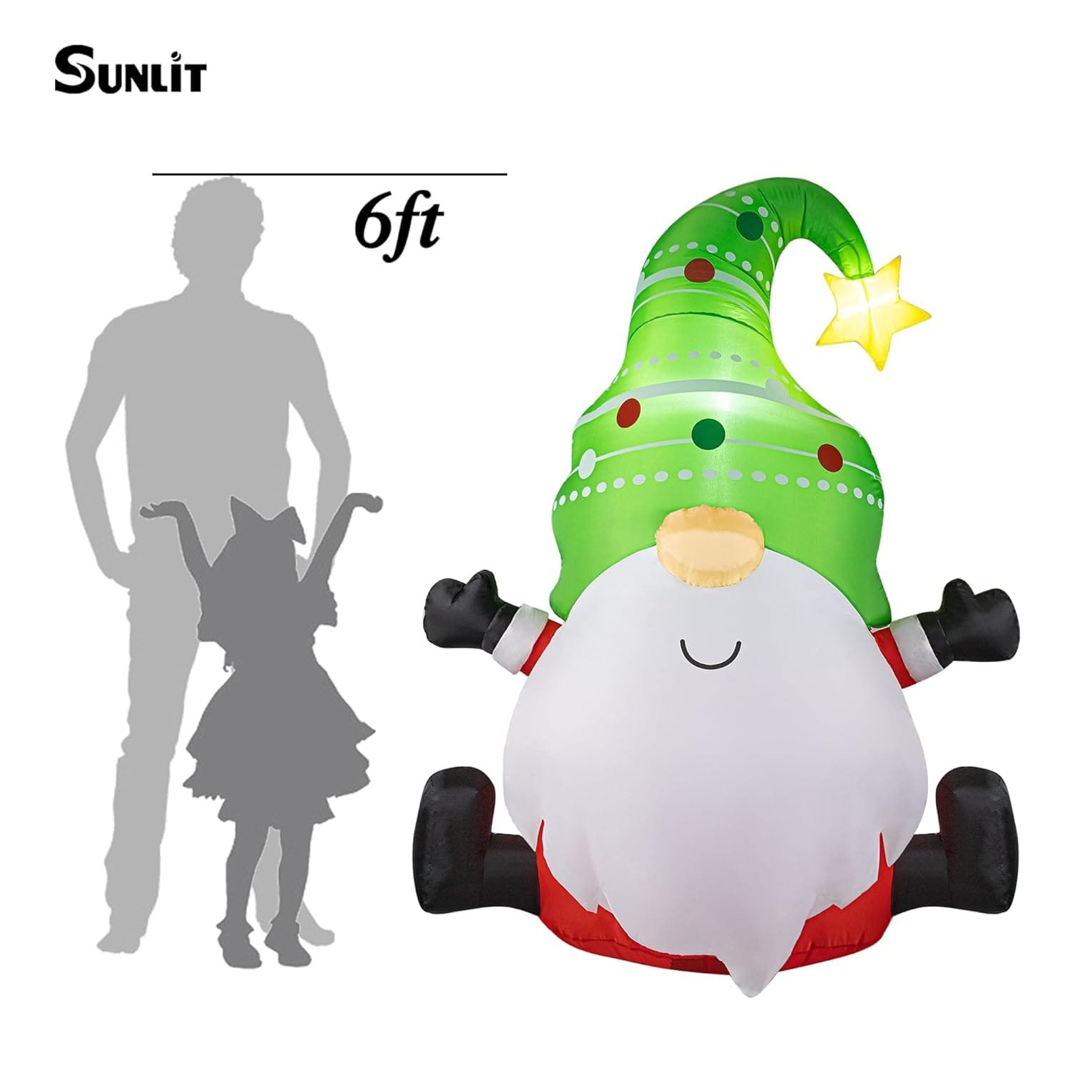 6Ft Lighted Gnome Inflatable Yard Decoration