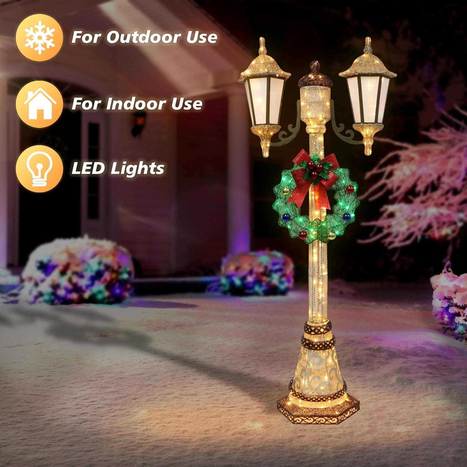 72" Lighted Lamp Post with 35 LED Lights