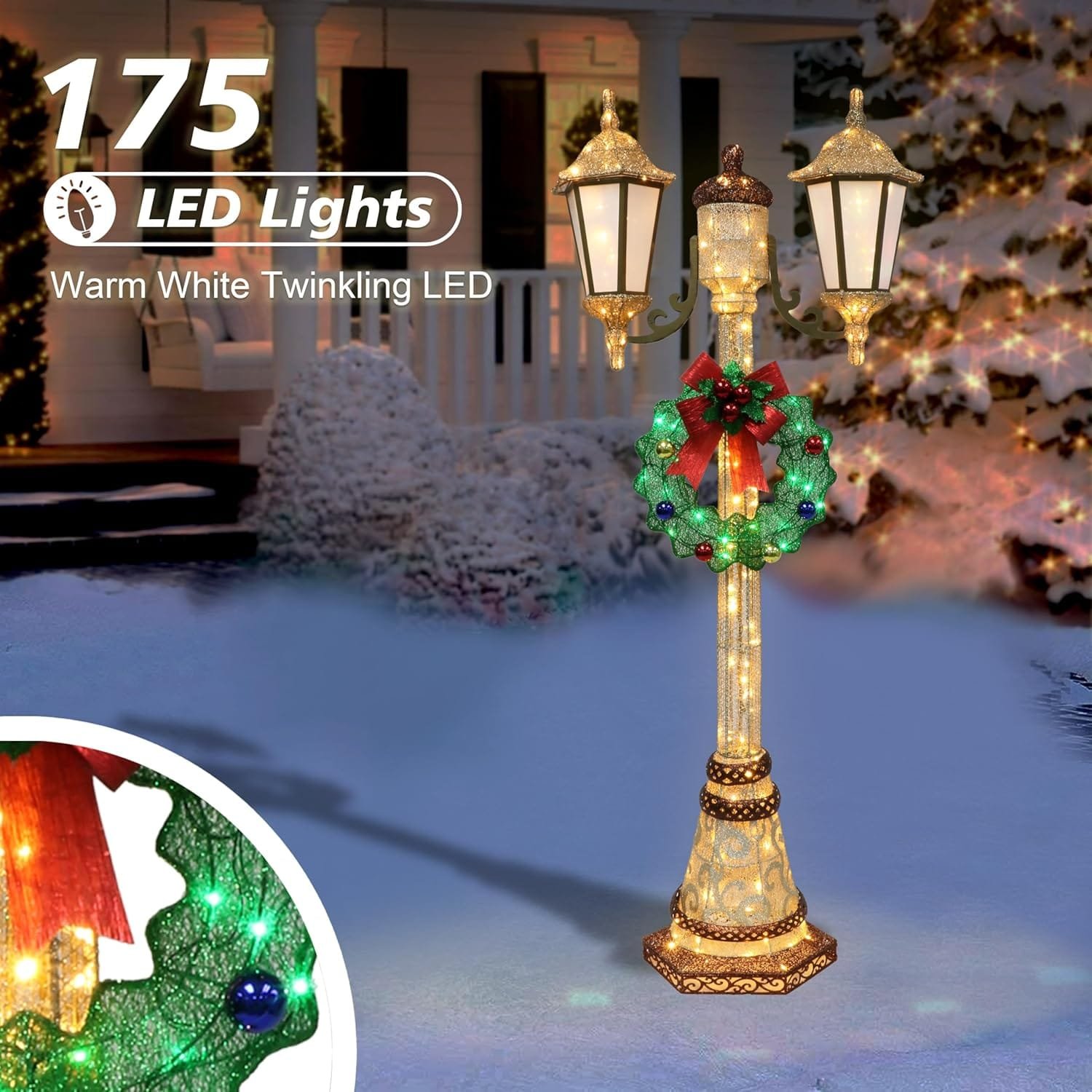72" Lighted Lamp Post with 35 LED Lights
